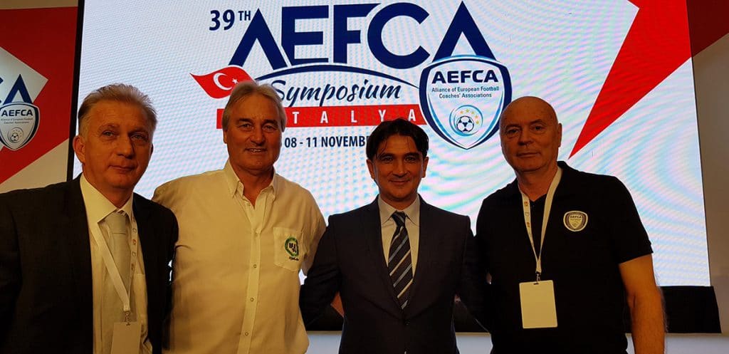 Dr. Fredi Fiorentini (Kroatien), Peter Schreiner, Zlatko Dalic – Head Coach Kroatien, Dr. Yuri Nikolov (Bulgarien)